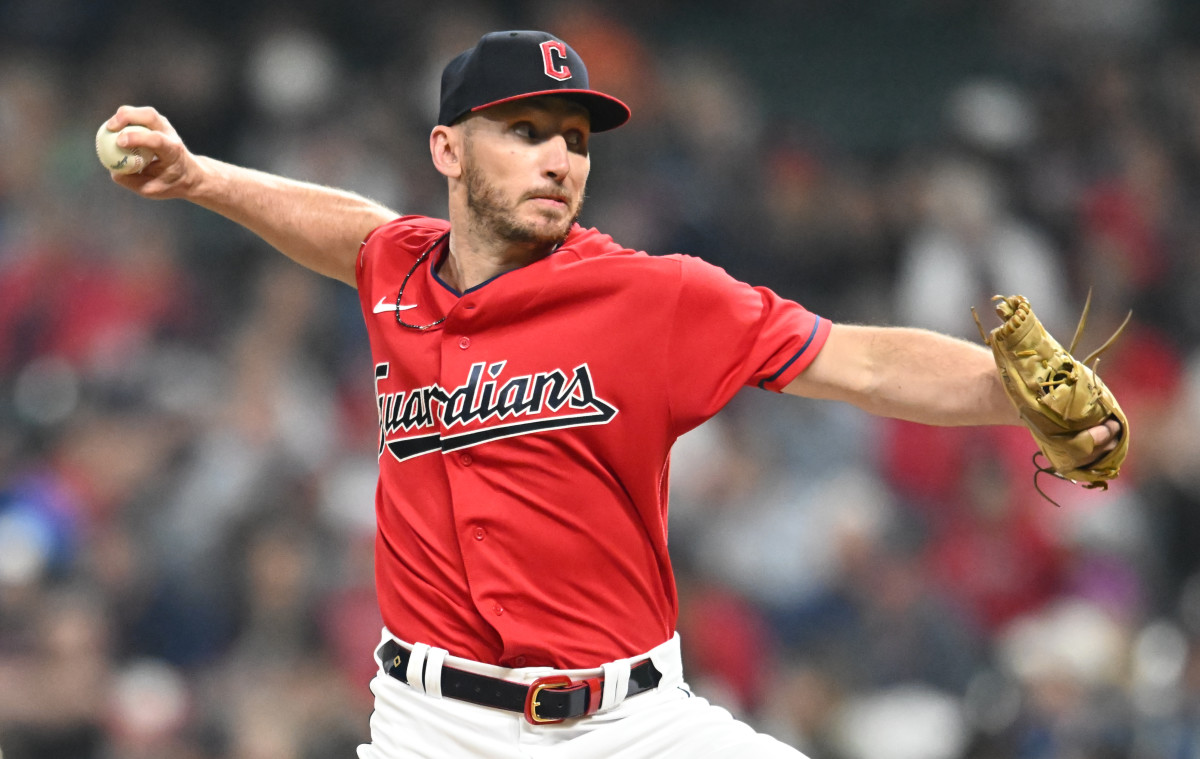 Jun 7, 2023; Cleveland, Ohio, USA; Cleveland Guardians relief pitcher Trevor Stephan (37) throws a pitch during the eighth inning against the Boston Red Sox at Progressive Field.
